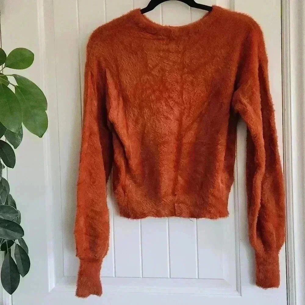 Burnt/rust orange Express fluffy sweater with full sleeves (extremely soft!) - Picture 4 of 6